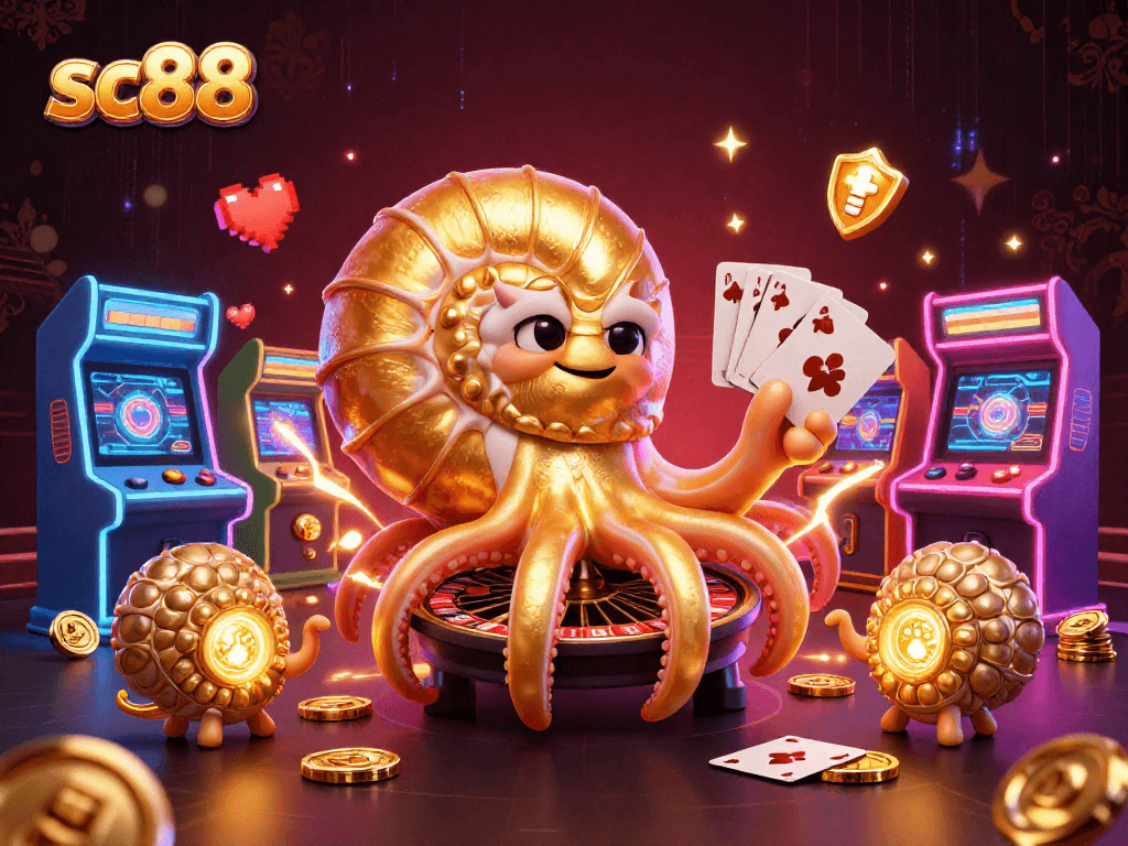 Spin the roulette wheel and play cards with sc88 in a vibrant casino scene full of excitement.