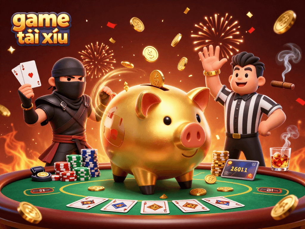 Immerse in game tài xỉu with a dynamic scene of characters engaging in thrilling casino action.