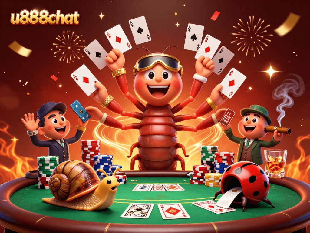 Experience thrilling gameplay at u888chat with vibrant casino scenes featuring colorful characters and high-stake actions.