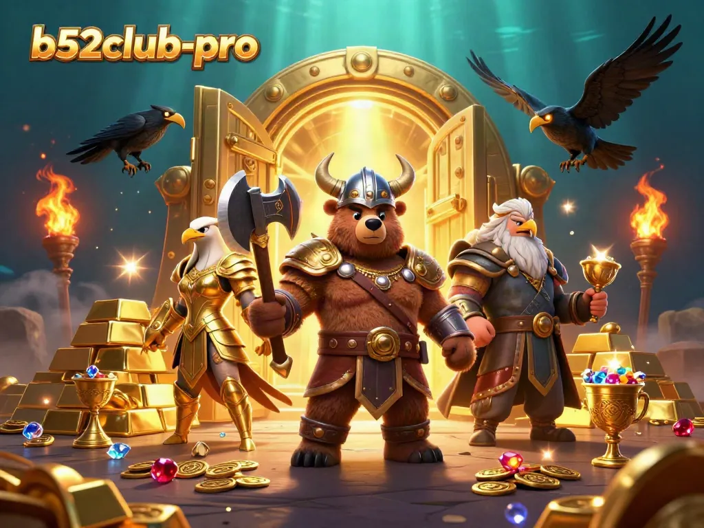 Experience thrilling wins at b52club-pro with a vibrant 3D casino adventure illustration.