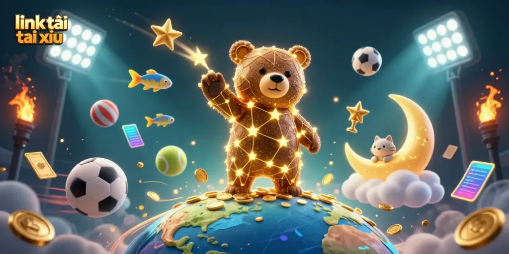 Engage with the game interactive experience of link tải tài xỉu featuring a dazzling 3D constellation bear and dynamic sports elements.