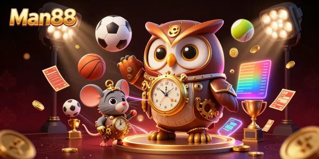 Experience thrilling sports betting strategies with Man88 in a captivating casino scene.