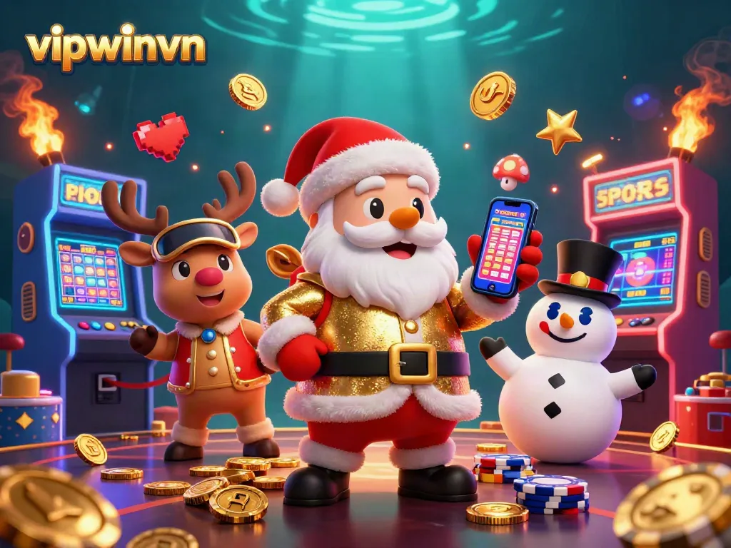 Engage with vipwinvn as Santa and friends celebrate jackpots with vibrant casino excitement!