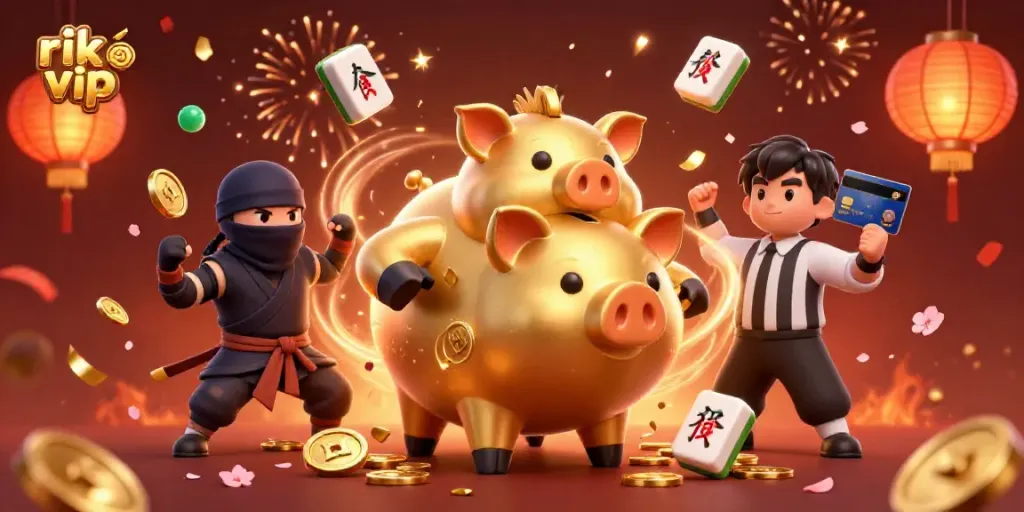 Experience the excitement of rik vip gaming with this vibrant illustration of characters in action.