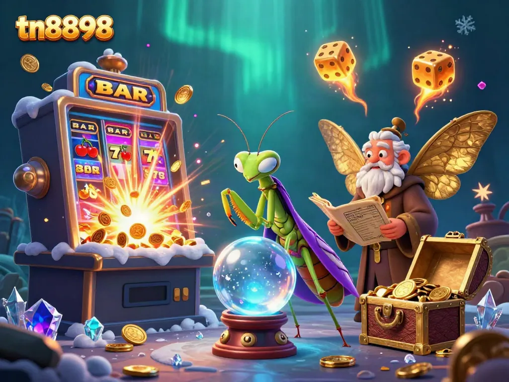 Experience the mystical world of tn8898 with a vibrant fortune teller and explosive jackpots in this dynamic casino scene.