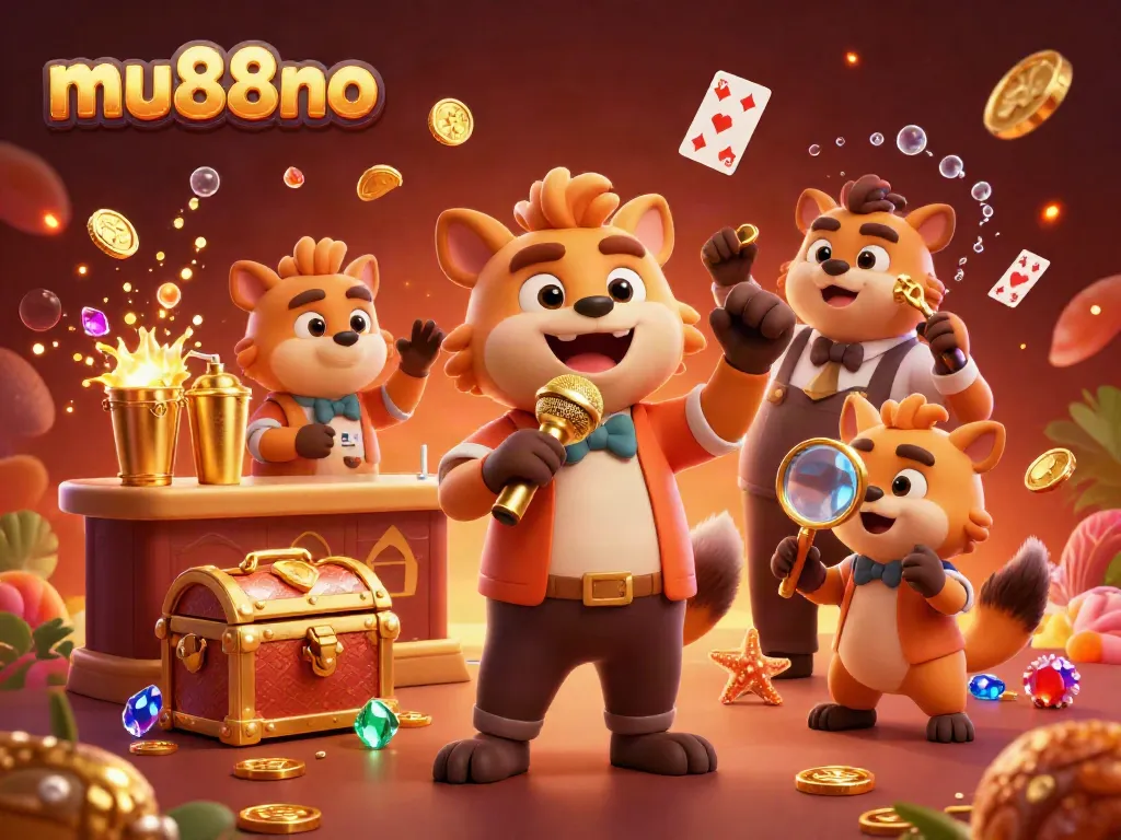 Experience the vibrant comedy casino scene featuring hyenas at mu88no, mixing drinks, telling jokes, and checking IDs.