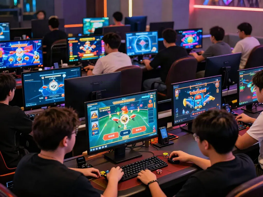 hitclub online gaming experience with players enjoying various games in a vibrant lounge.