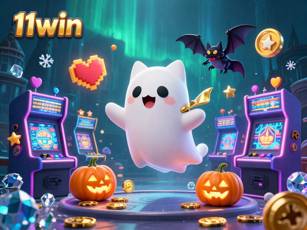 Engage in thrilling gameplay with 11win as a ghost cat and bat explore a haunted casino.