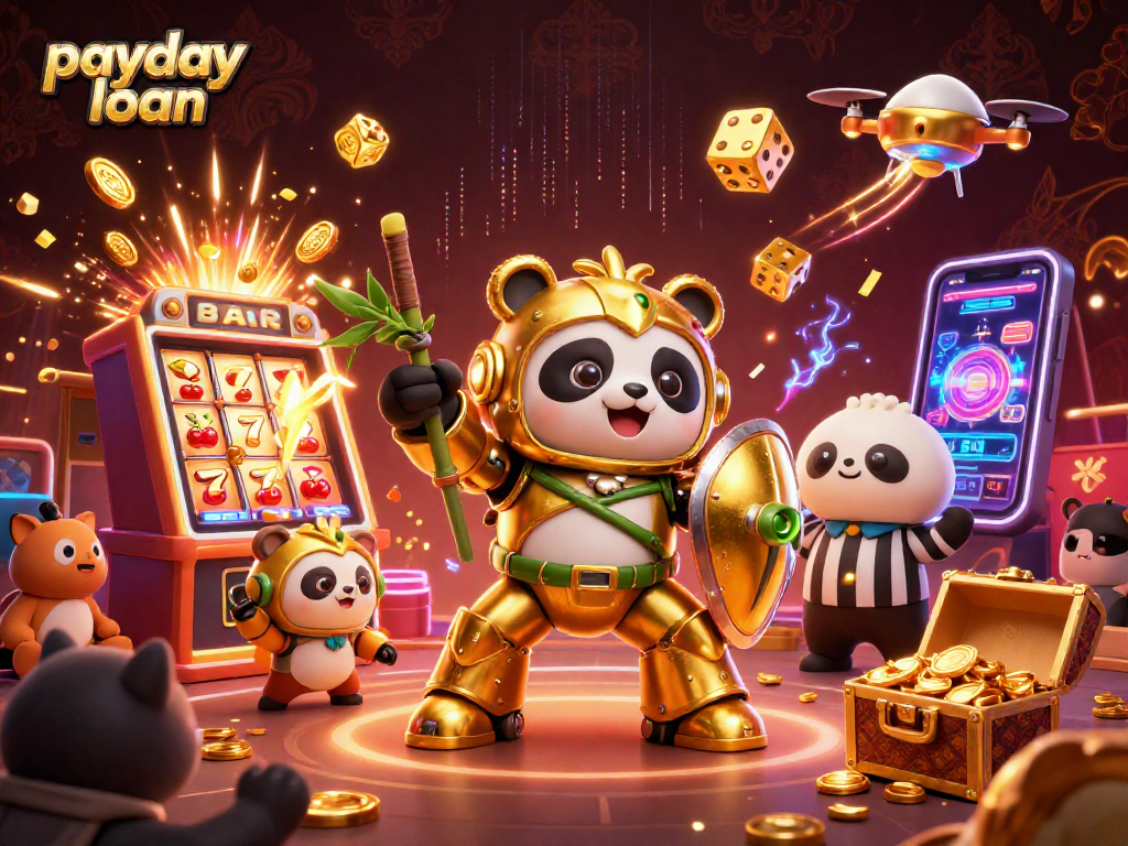 Engage with exciting payday loan scenarios through dynamic casino-themed illustration featuring vibrant gaming elements.