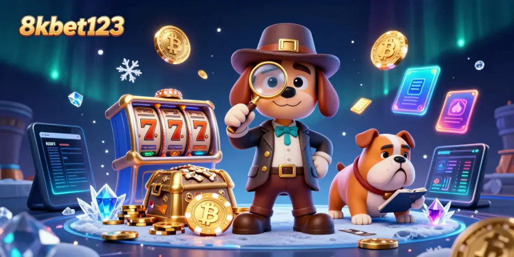 Experience thrilling gameplay at 8xbet123 with vibrant characters, poker clues, and dynamic slot elements.