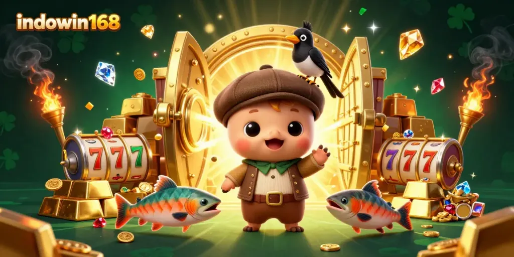 Engage with indowin168's thrilling casino adventure featuring adorable characters and sparkling treasures.