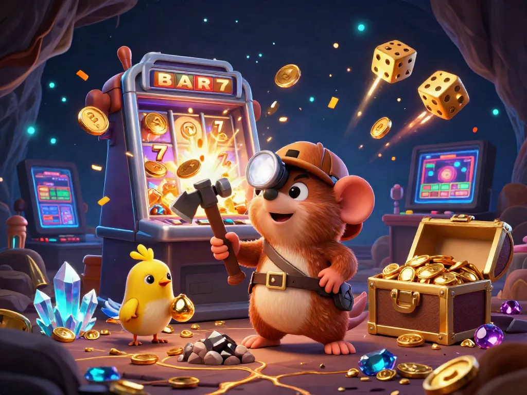 Engage with thrilling games at sunwin-pro featuring a treasure hunter mole amidst a jackpot explosion.