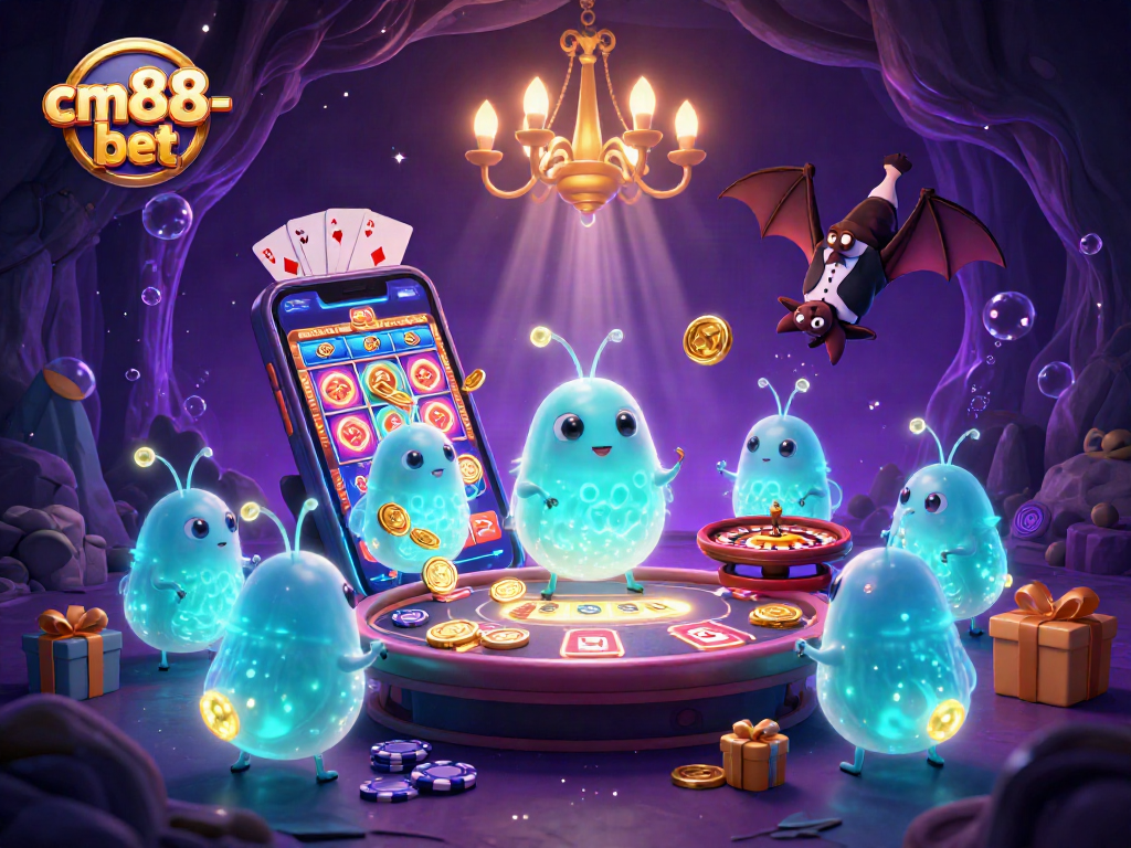 Experience exciting wins at cm88-bet with glowing glowworms in a vibrant cave casino.
