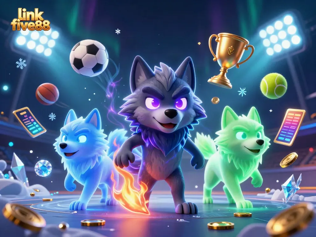 Experience the thrill of betting with link five88 amid vibrant casino symbols and dynamic sports elements.