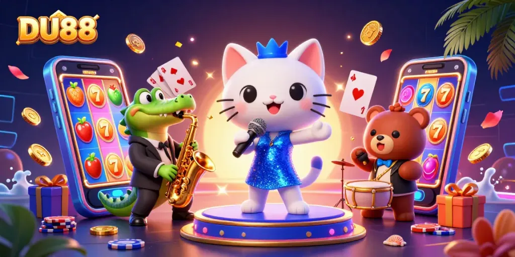 Enjoy thrilling gameplay with DU88, featuring lively characters and exciting casino elements.