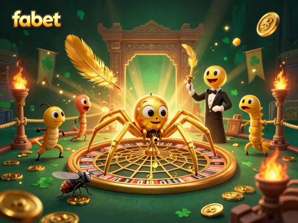 Experience the thrill of fabet with animated betting action at a dynamic roulette wheel surrounded by lively casino elements.