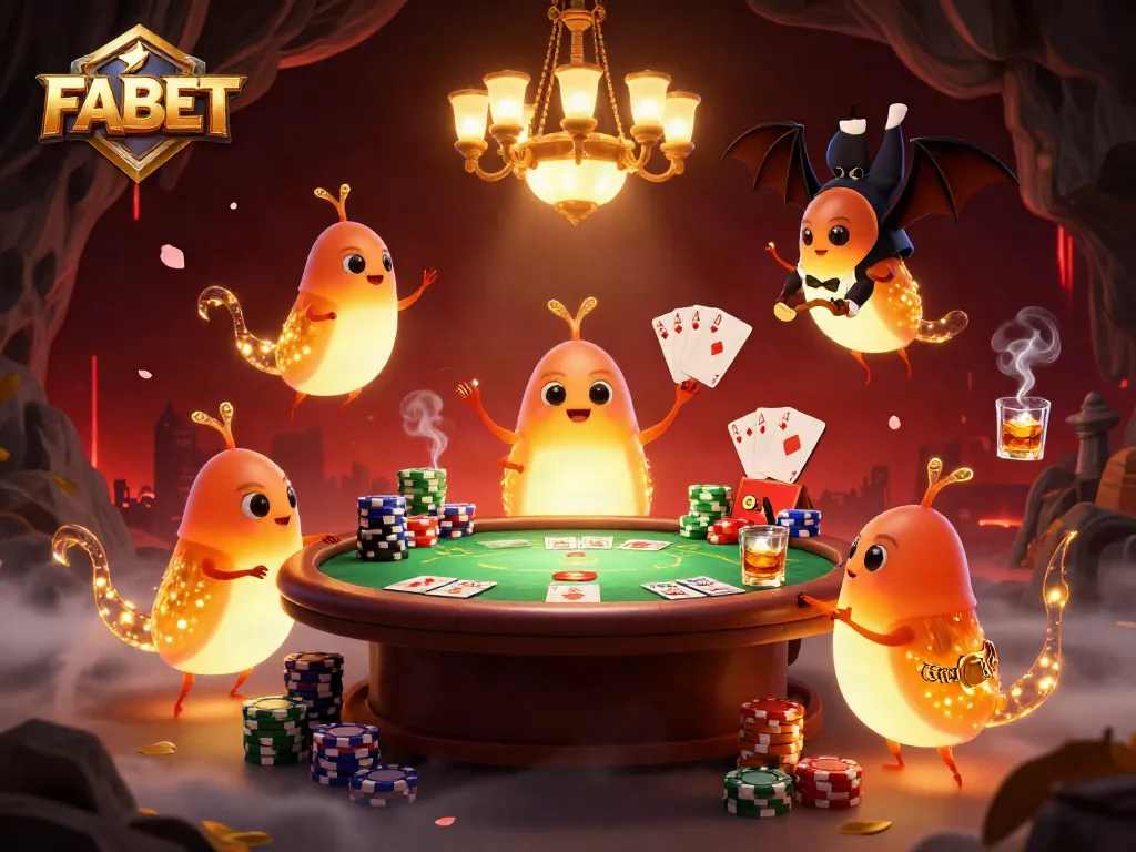 Bet at FABET's vibrant cave casino with glowing glowworms lighting up the action!