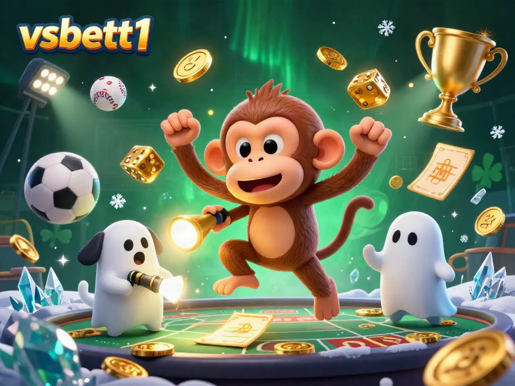 Experience the enchanting world of vsbett1 with lively cartoon characters enjoying the casino atmosphere.