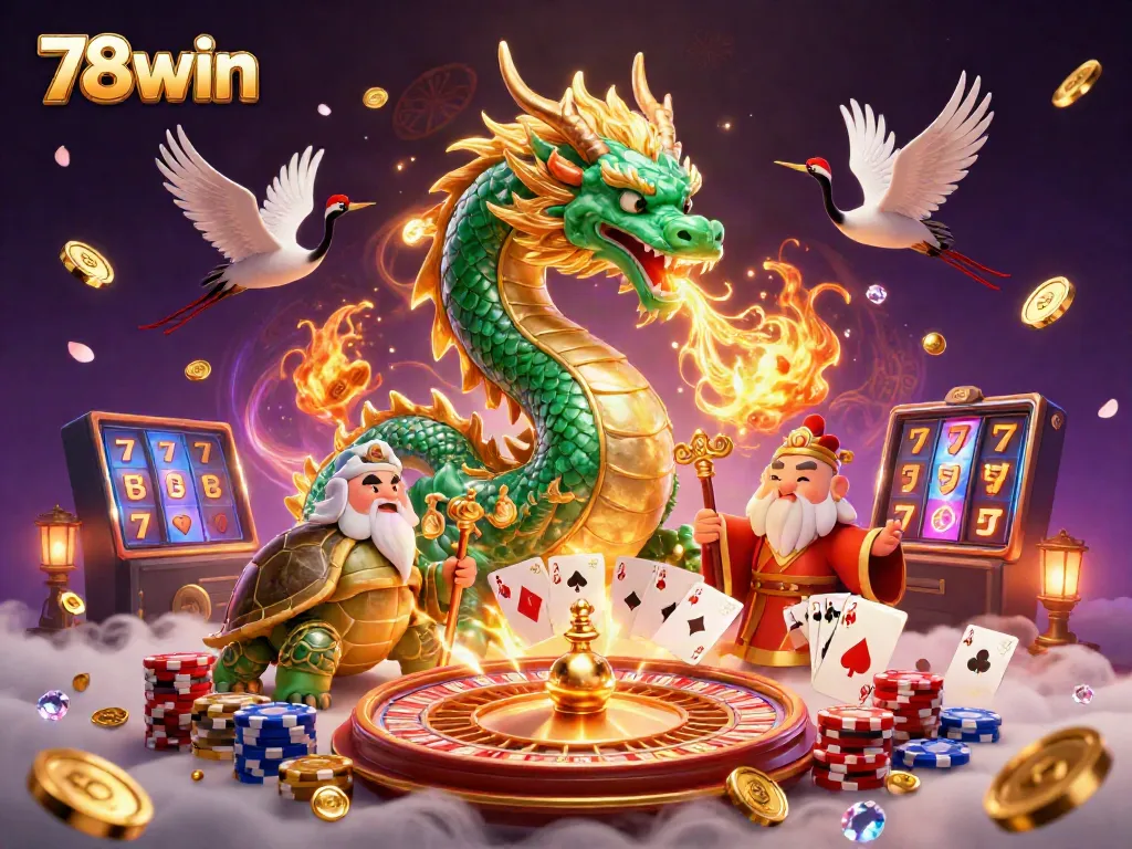 Experience thrilling wins at 78win with immersive gaming featuring dragons, coins, and vibrant poker elements.
