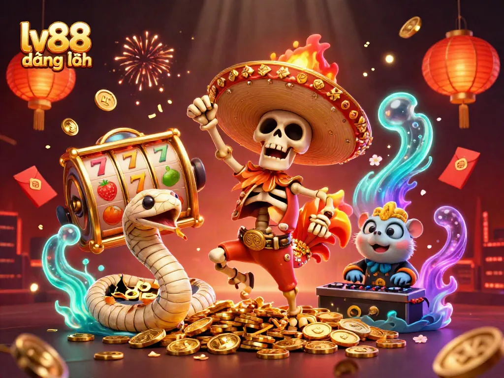 Join the excitement of lv88 đăng nhập and witness a vibrant casino experience with 3D characters amidst dynamic gaming elements.