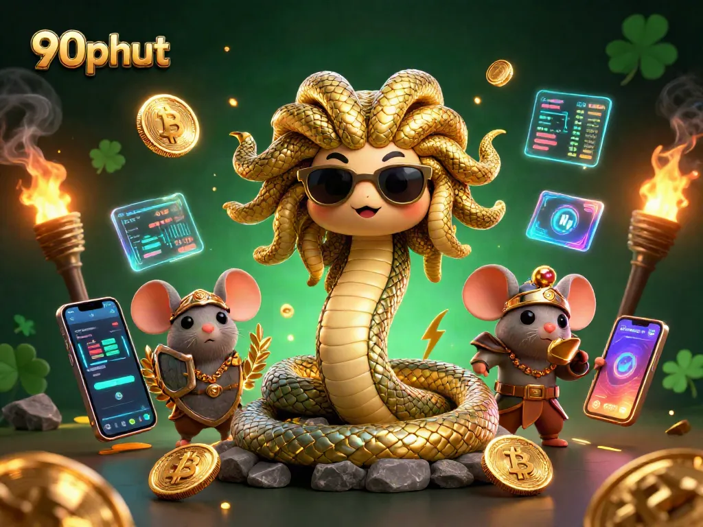 Bet on 90phut's thrilling gameplay with Medusa and a warrior mouse in a vibrant scene.