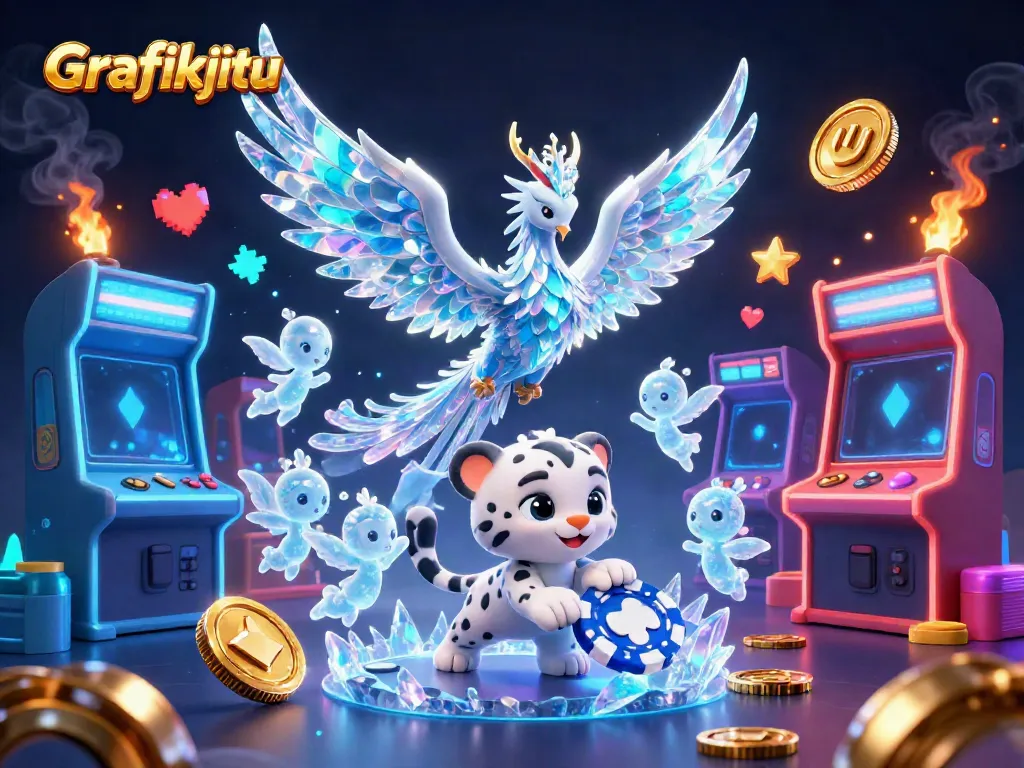 Experience thrilling gameplay at Grafikjitu with a vibrant 3D casino scene featuring interactive elements.
