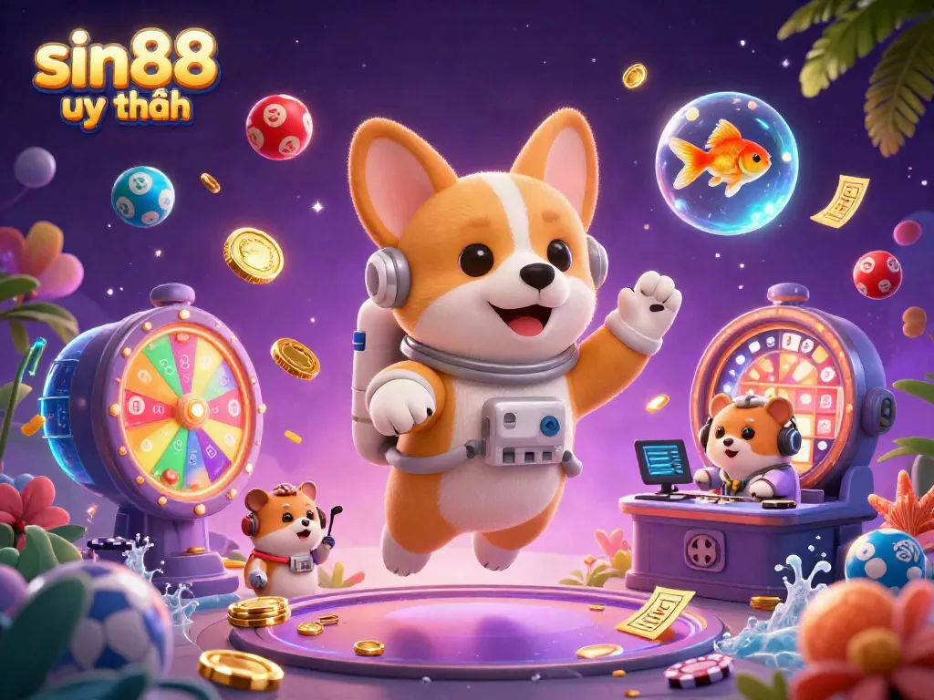 Play casino games with sin88 uy tín in a vibrant 3D cosmic atmosphere filled with action and excitement.