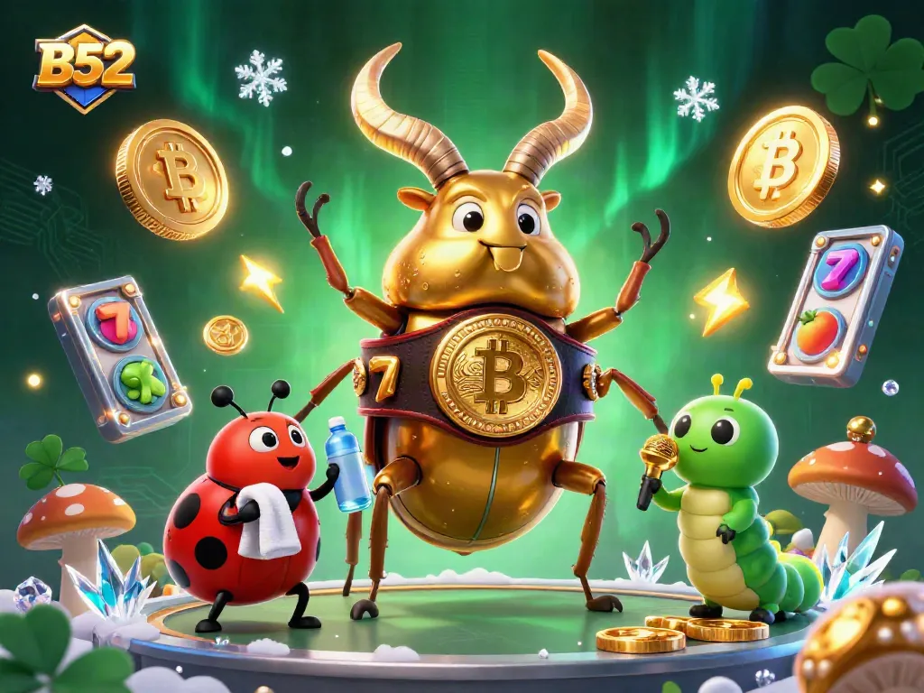 B52 players hit the jackpot with a golden stag beetle champion in an animated casino clash.