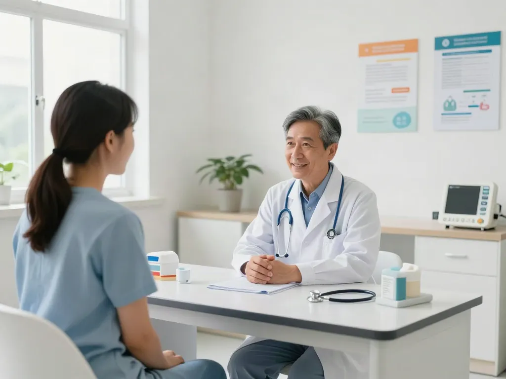 Link slot in a healthcare setting: compassionate doctor consultation in a medical facility.