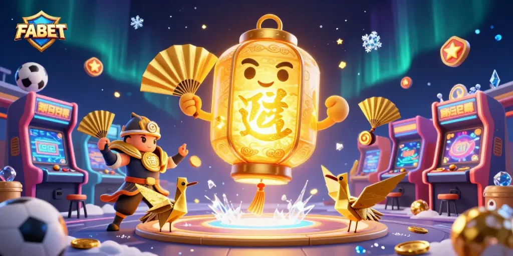 Bet on FABET with a vivid illustration of a dynamic sports betting scene, featuring iconic characters.