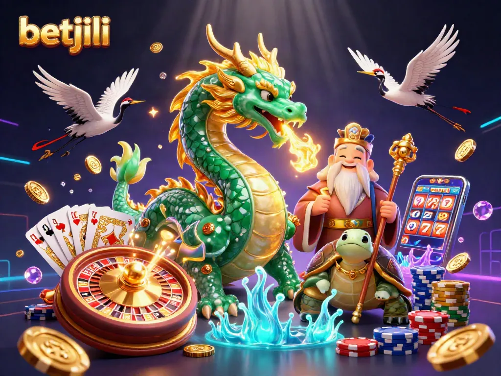 Experience the thrill of betting on betjili with an emerald jade dragon and inspiring casino elements.