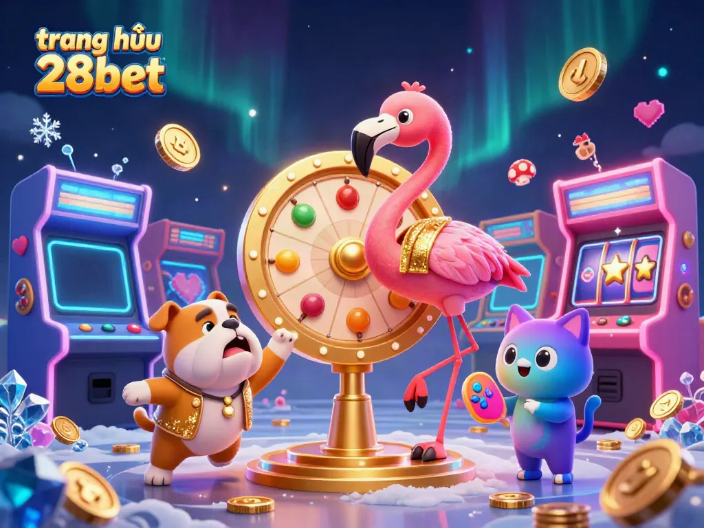 Engaging 3D scene showcasing gaming excitement at trang chủ 28bet with vibrant characters and sparkling elements.