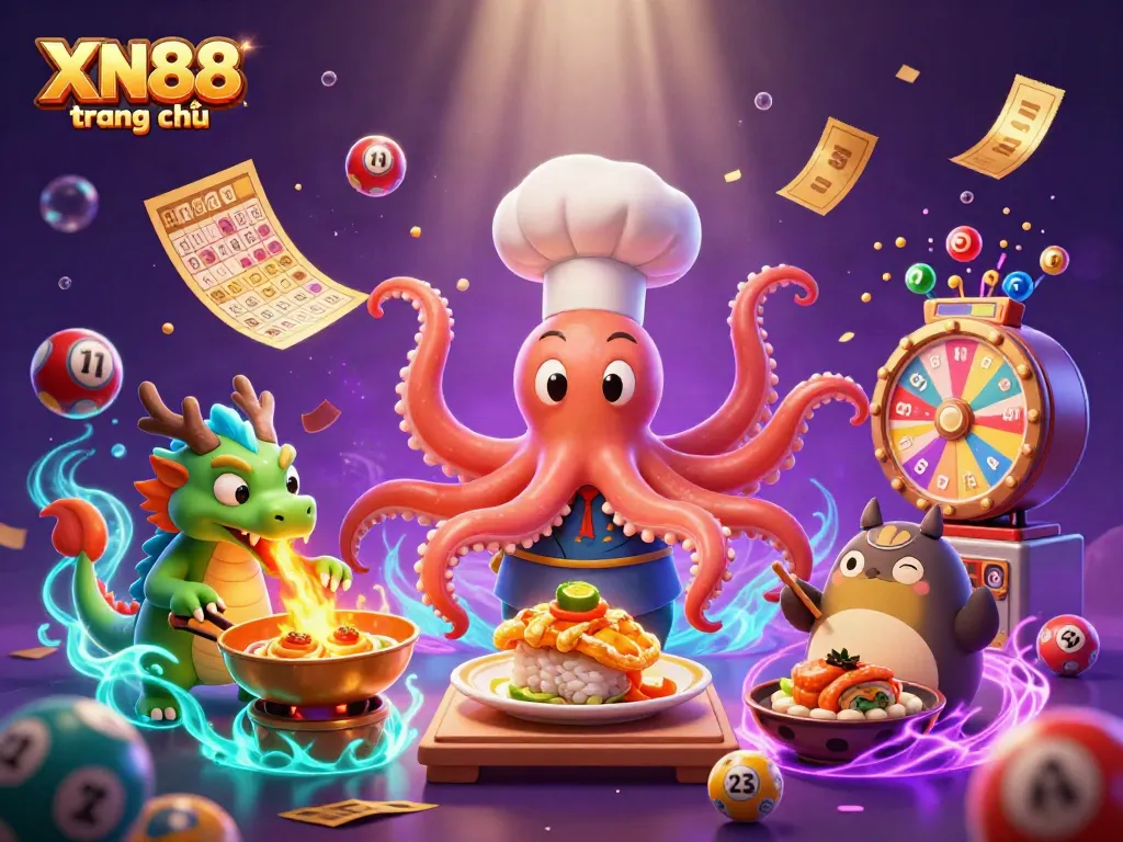 Engage in thrilling action at XN88 trang chủ with a vibrant and colorful casino illustration.