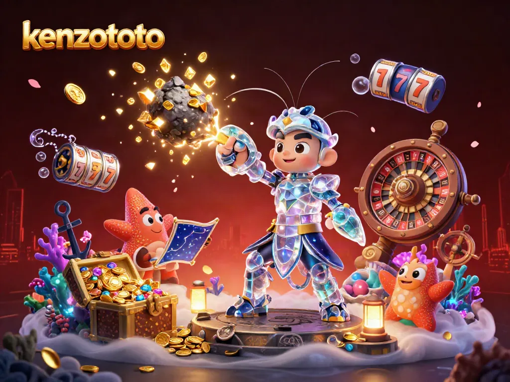 Experience the excitement with kenzototo's galactic jackpot scene featuring vibrant casino elements and engaging characters.