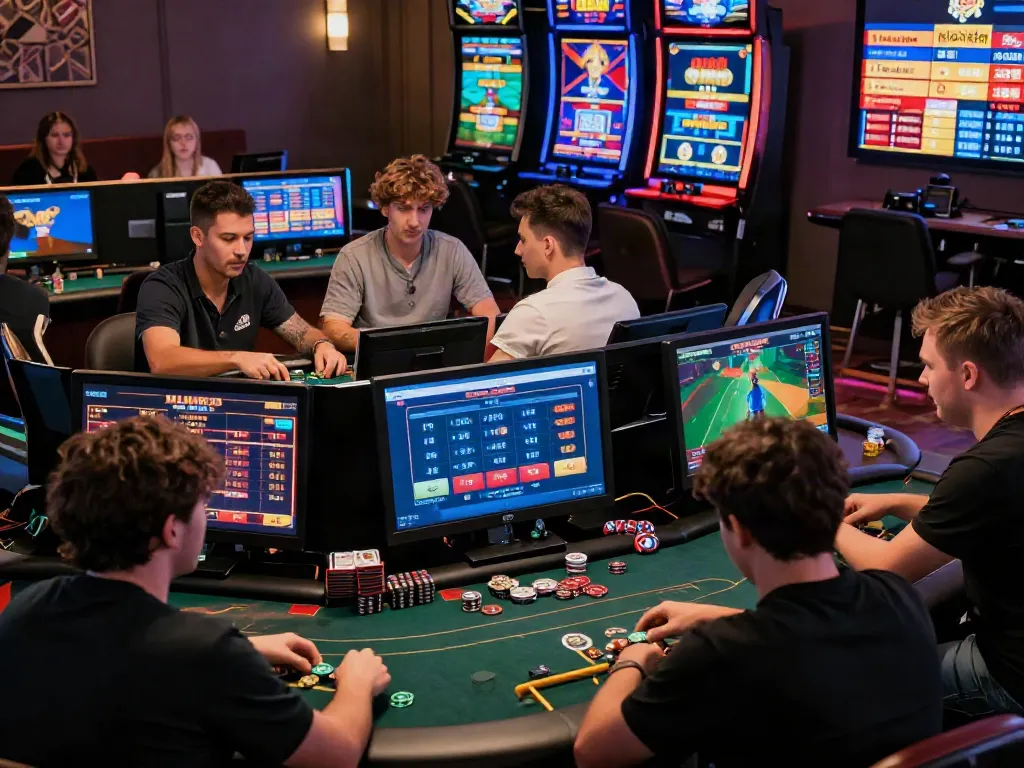 Exciting gambling experience on MAN88 platform showcasing diverse players engaged in poker and sports betting games.